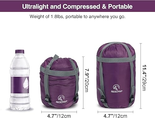 Miniatura 51 de REDCAMP Saco de dormir ultraligero para mochileros, senderismo, comodidad para adultos en clima cálido, con saco de compresión 2-Sobre