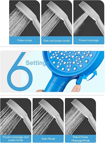 Miniatura 73 de Cobbe Cabezal de ducha filtrado con mano, 6 modos de pulverización, filtros suavizantes de agua, elimina el cloro y reduce la piel seca, níquel 1.
