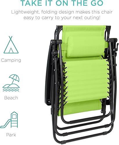 Miniatura 95 de Best Choice Products Silla reclinable plegable de gravedad cero para exteriores, de patio, para salón al aire libre, con toldo ajustable, Bandera