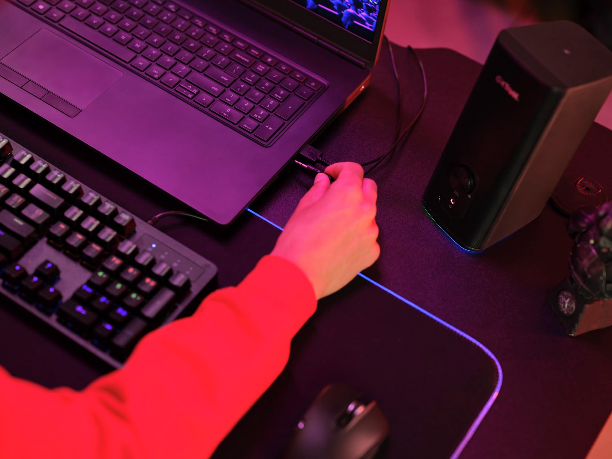 Trust Gaming GXT 612 Cetic Cassa Bluetooth 2.0, Casse PC con Illuminazione LED RGB, 18W (10W RMS), 76% Plastica Riciclata, Alimentazione USB, Altoparlante Bluetooth per Computer, Portatile - Nero