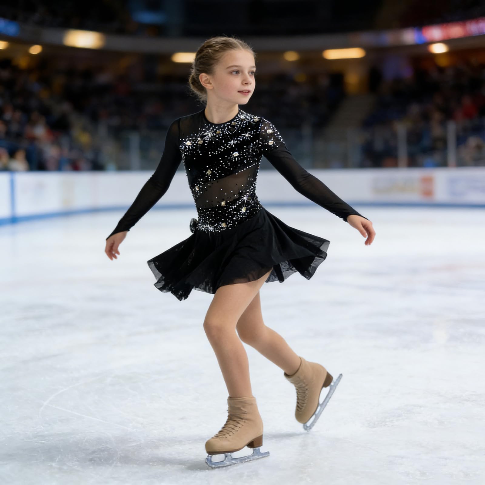 LIUHUO Disfraz de patinaje artístico para niñas, falda de patinaje artístico simple y generoso, traje de competición de patinaje