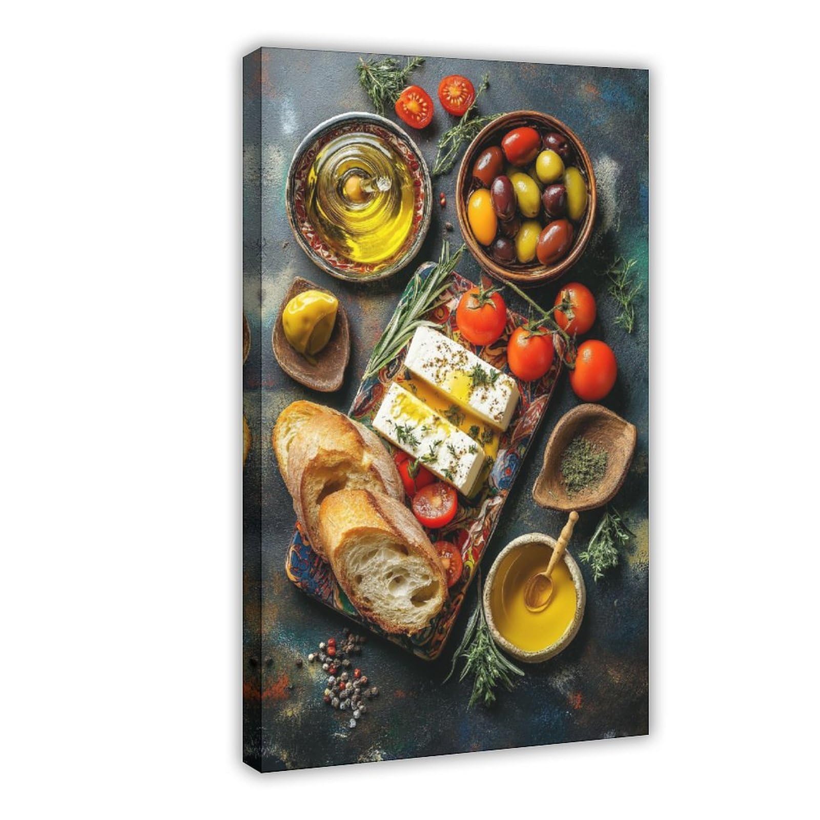 YWTJAX Mediterranean Food Poster Canvas Poster for Dorm Room Decor Gift