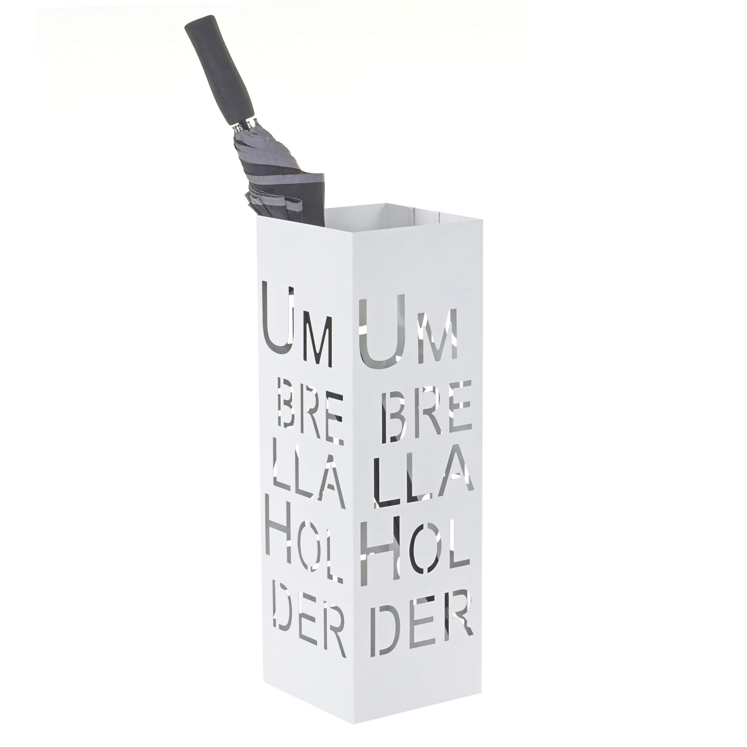 Portaombrelli quadrato decorativo moderno HWC-C78 metallo - bianco scritte