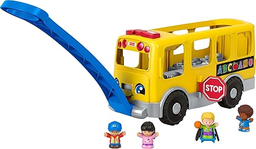 Fisher-Price Little People - Juguete de empuje de autobús escolar para niños pequeños con luces sonidos y etapas inteligentes 4 figuras de juguete Fisher-Price Little People - Juguete de empuje de autobús escolar para niños pequeños con luces sonidos y etapas inteligentes 4 figuras de juguete
