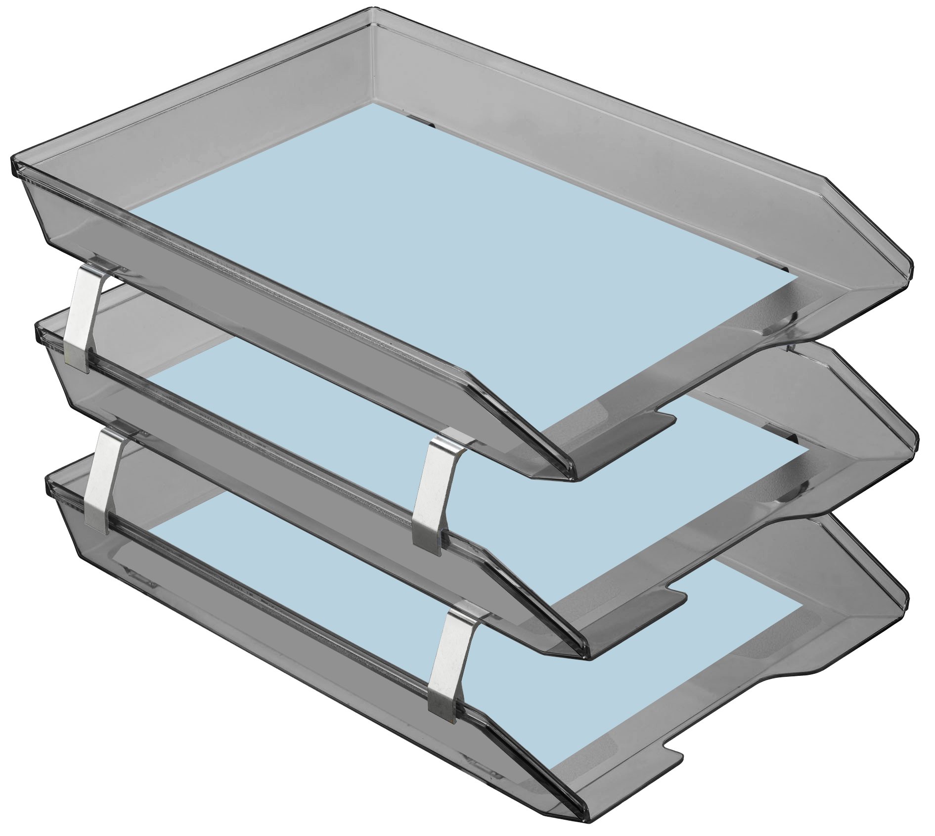 Acrimet Facility 3 Tier Letter Tray, Front Load, Letter Size/A4, Desktop File Organizer, Plastic (Clear Smoke Color) - Image 2