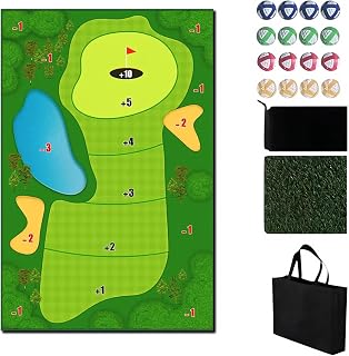 Qasrhibao Battle Royale Golf Chipping Game Set,100 * 60cm Casual Golf Game Set with Score Plate, Golf Game Mat Stick Chip Game with 16 Golf Balls for Adult Kids Golf Game