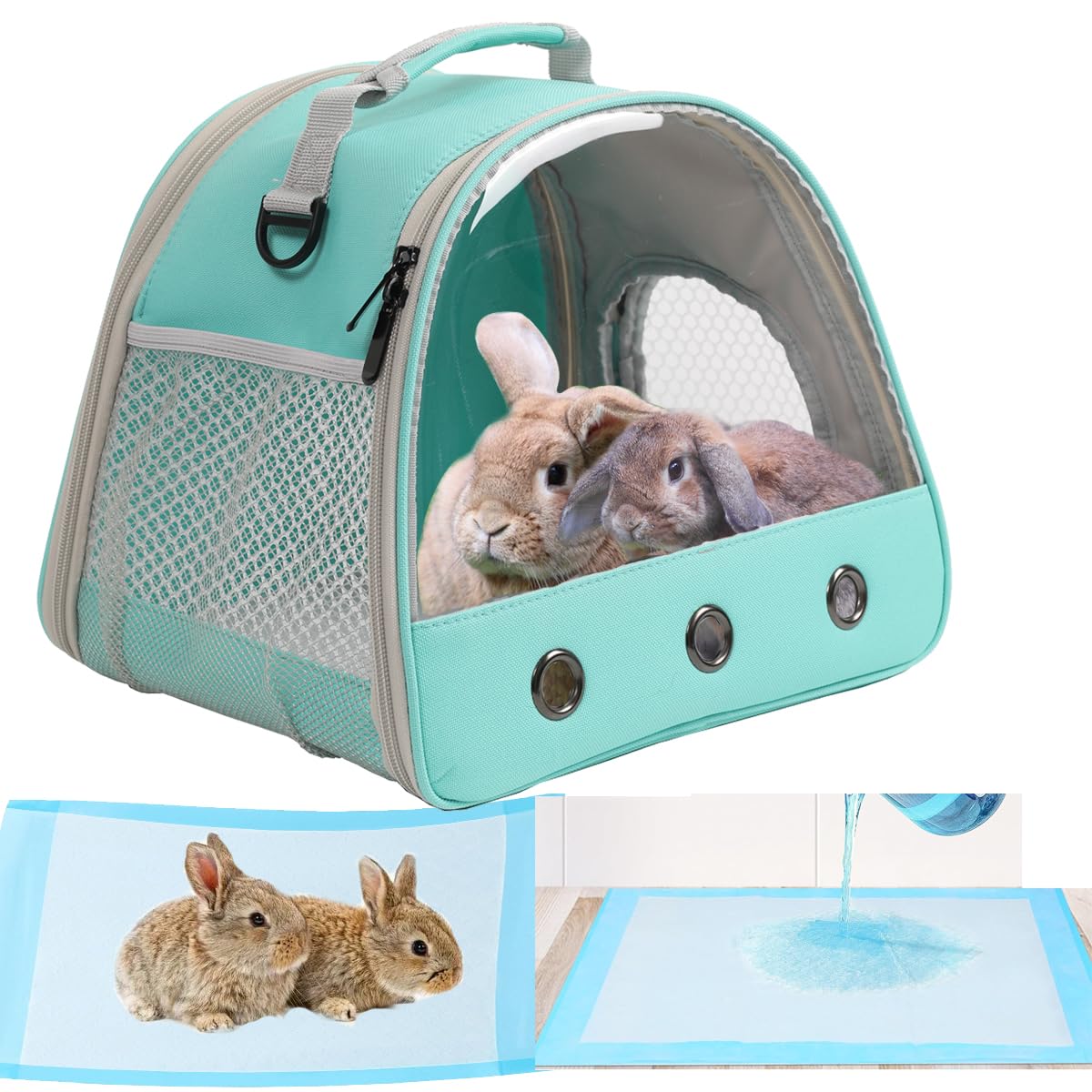 Reptile Travel Carrier Bag with Absorbent Pad Set, Pee Pad with Leak-Proof Quick-Dry Design for Guinea Pig,Portable Bearded Dragon Bag for Sugar Glider,Hedgehog,Rat,Bunny,Rat,Outdoor Used