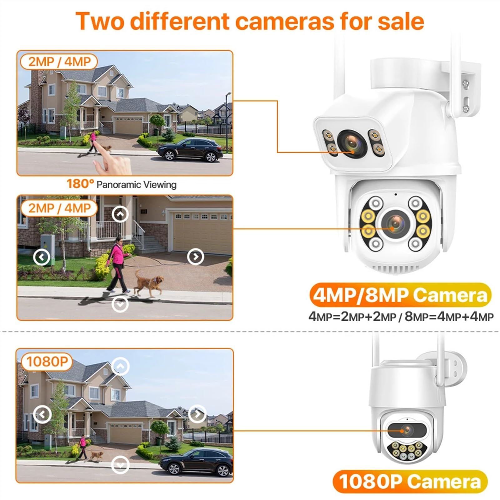 Kamery Monitoringu, Kamera PTZ z dwoma obiektywami 8MP 4K kamera monitorująca podwójny ekran bezpieczeństwo Portection automatyczne śledzenie 1080P kamera CCTV bezpieczeństwa(4MP NO SD Card)