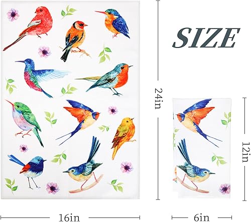 Miniatura 3 de Toallas de cocina con lazo para colgar, juego de 4 toallas de mano absorbentes para los amantes de las aves