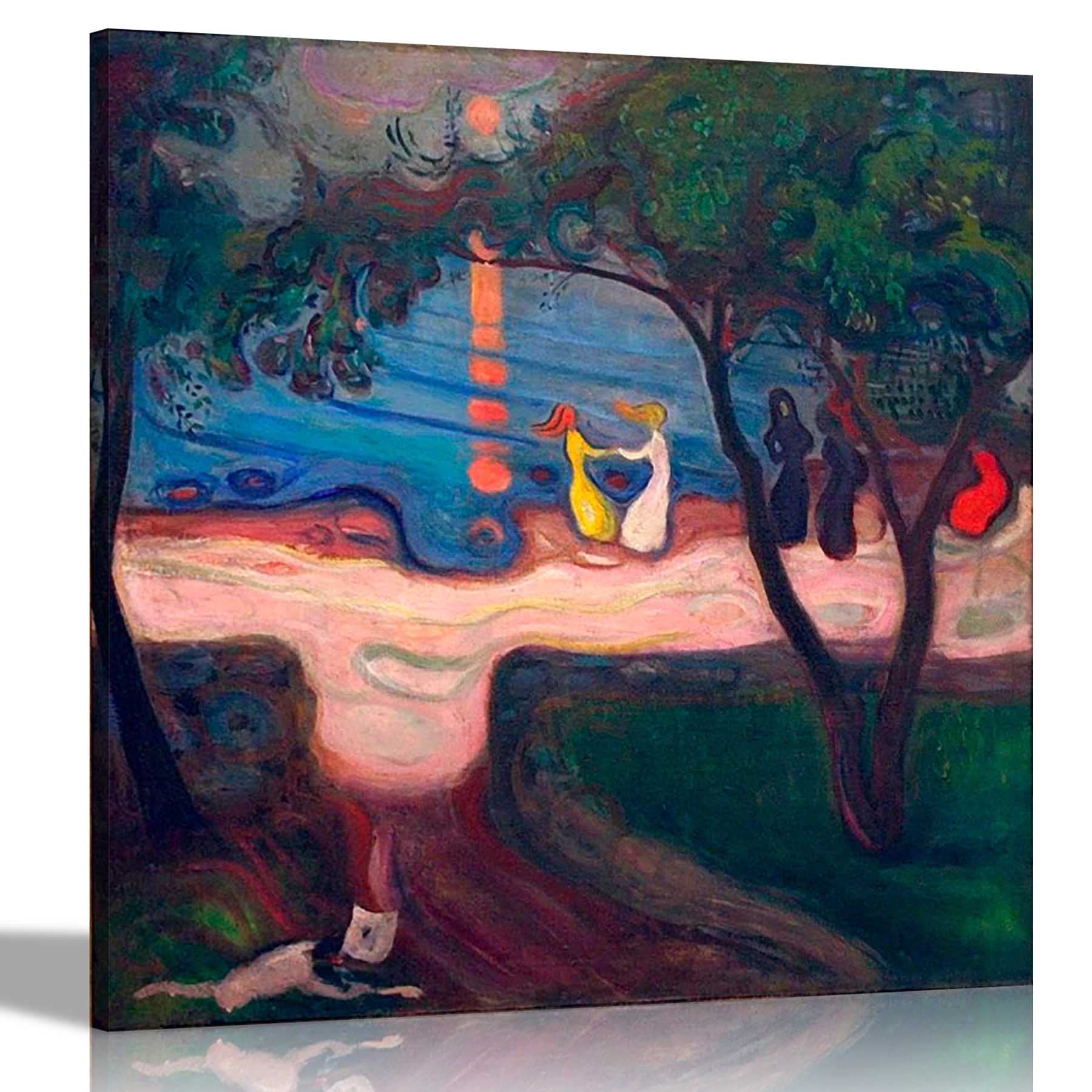 Artley Prints Green Dance On The Beach By Edvard Munch Canvas Prints Wall Decor Giclee Oil Painting Reproduction Stretched Wall Art Framed 51 X 51Cm (20 X 20 Inches)