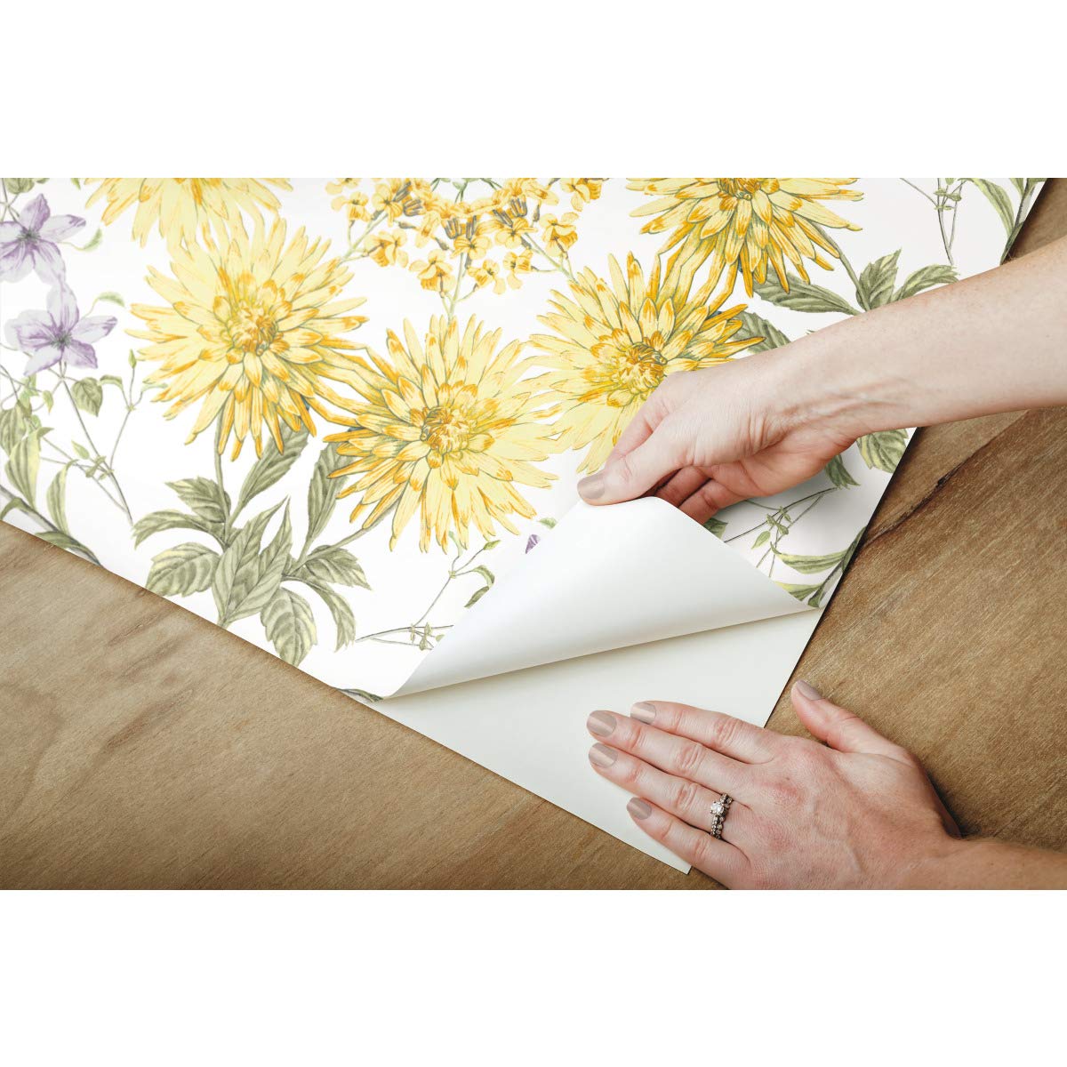 RoomMates RMK11459RL Cottage Garden Kaleidoscope Yellow, Green and White Peel and Stick Wallpaper, Yellow/Green, 45.7 x 47.9 cm - Image 4