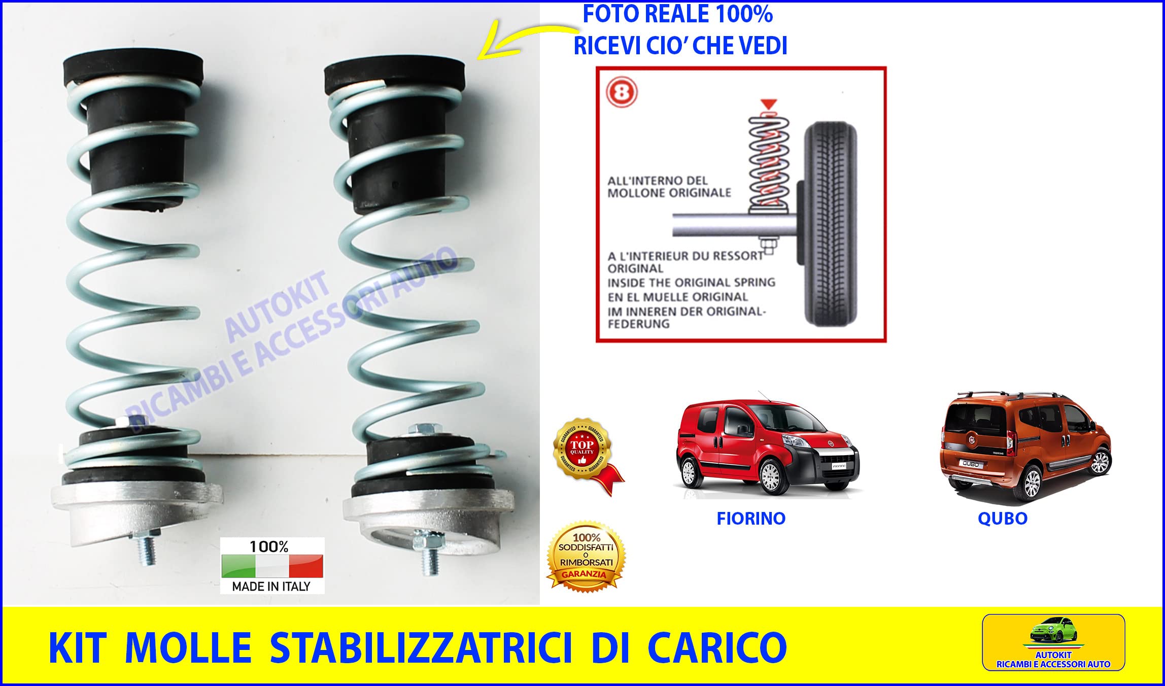 Generico Kit Molle di Rialzo Specifiche COMPATIBILI con FIORINO Prodotti dal 2008 in Poi Rinforzate Stabilizzatrici di Carico - 0613