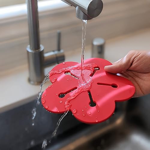 Miniatura 5 de Wintersweet Salvamanteles de silicona, posavasos con patrón de flores, chino oriental, decoración navideña de Año Nuevo, boda, San Valentín, rojo,