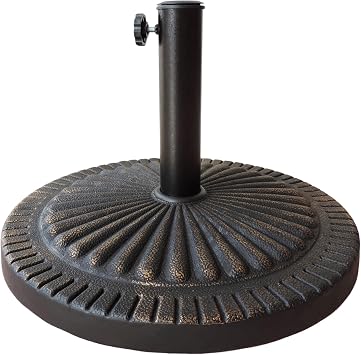 Island Umbrella 31-lb Weather-Resistant Poly Resin Umbrella Base Heavy Duty Umbrella Base w/Anchoring Knob & Metal Powder-Coated, Single Stem for Under Table Use Patio Umbrella Stand, Bronze