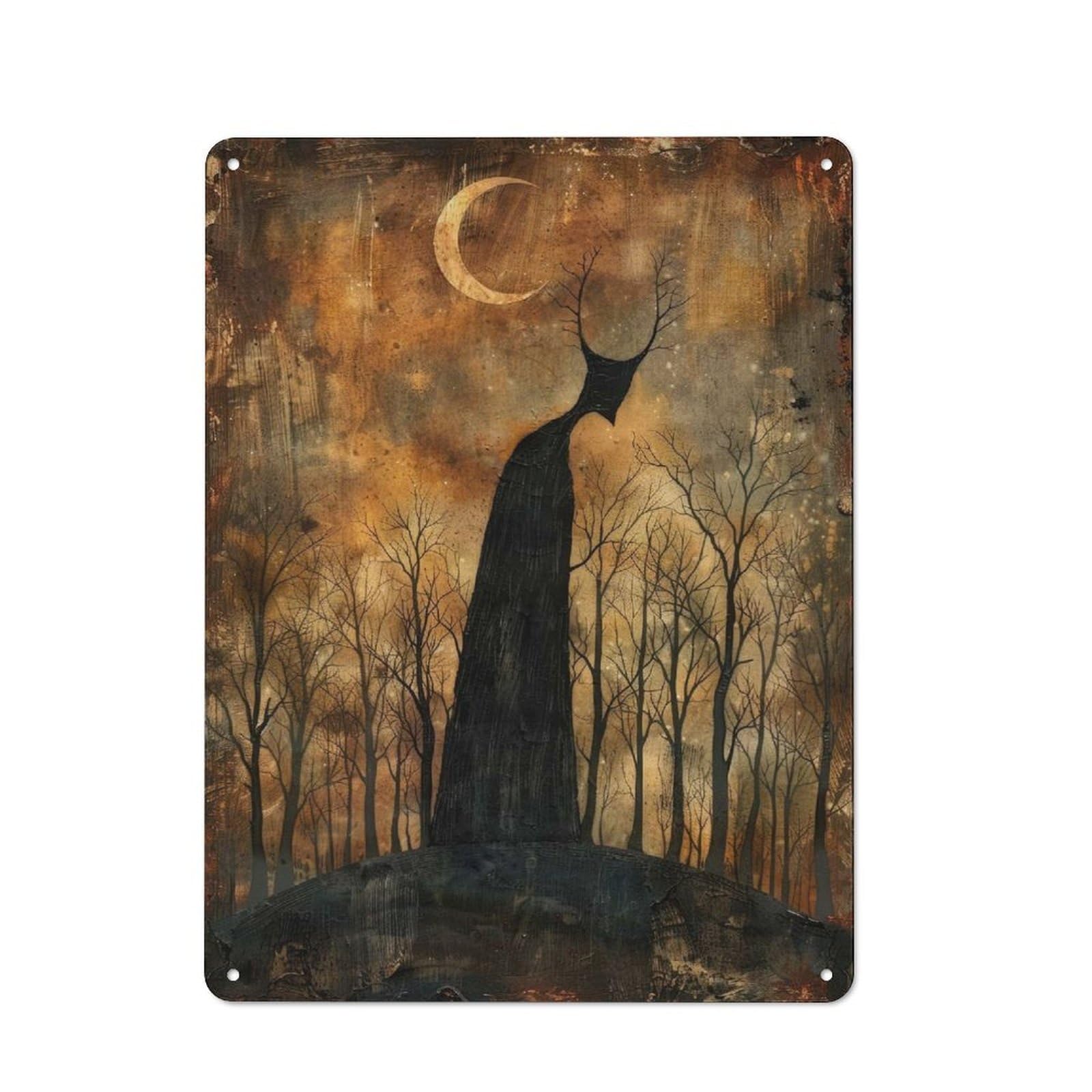 Junmoney Moonlit Sentinel Kitchen Metal Sign With Design 40X30cm, Classic Diner Style Decor For Coffee Bar, Kitchen, Bistro Or Tea Corner
