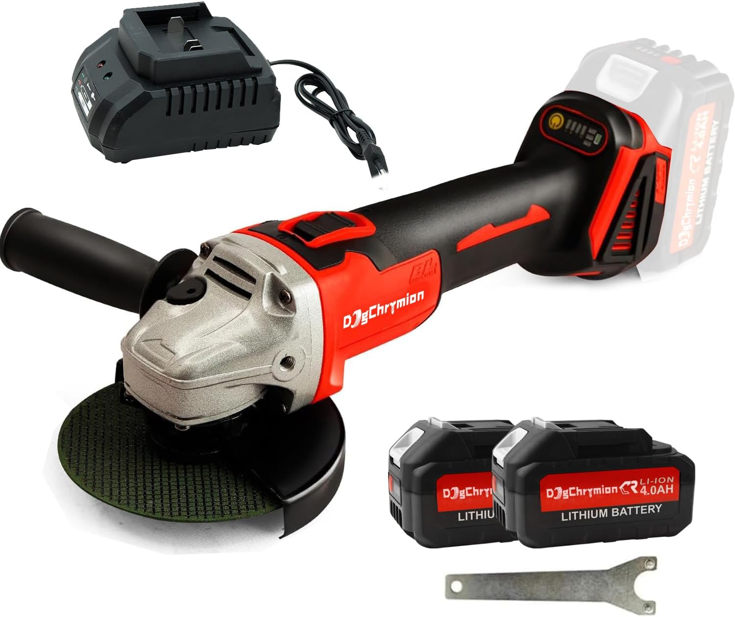 20V Cordless Angle Grinder, Compatible with Makita 18V Battery, 8500 RPM, for 4-1/2'' Disc, 4 Power/Speed Levels,comes with 2 * 4.0Ah Batteries and Charger