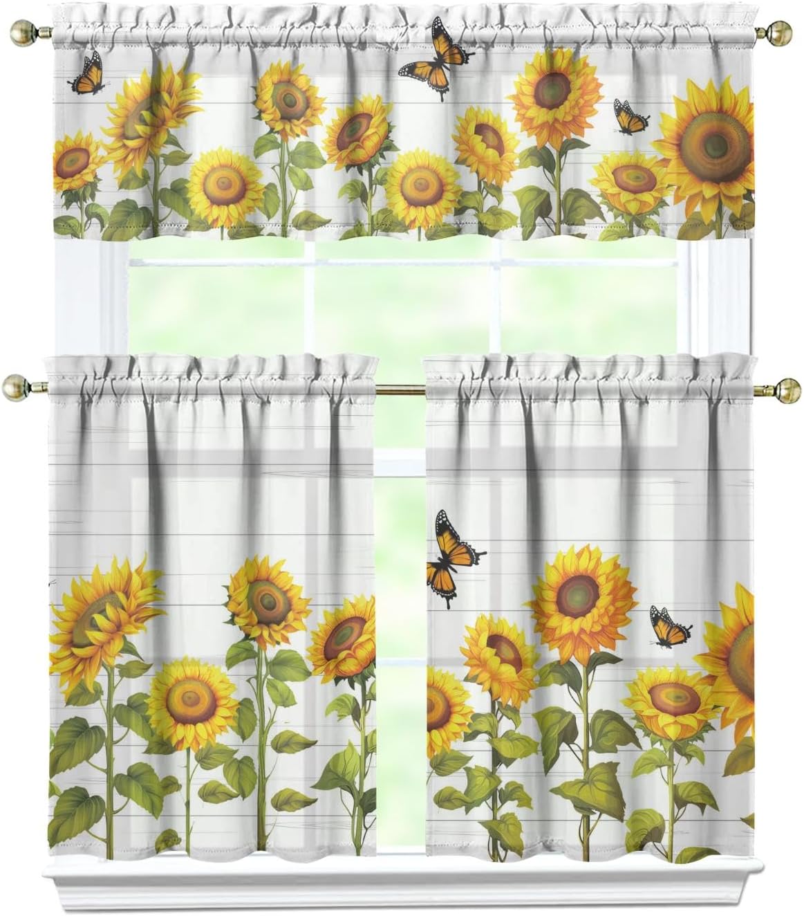 Amazon.com: Raweeroner Sunflower Kitchen Curtains,Sunflower Kitchen ...