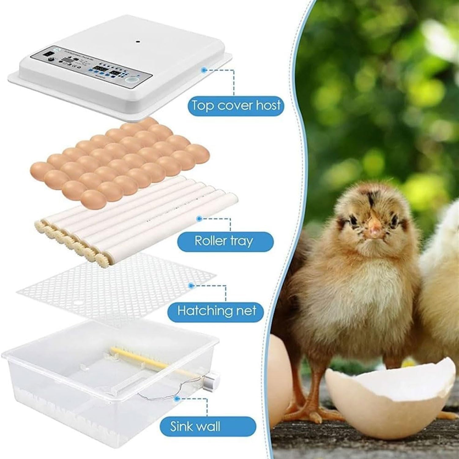 Incubadora digital de huevos con giro automático y pantalla LED para incubar aves de corral