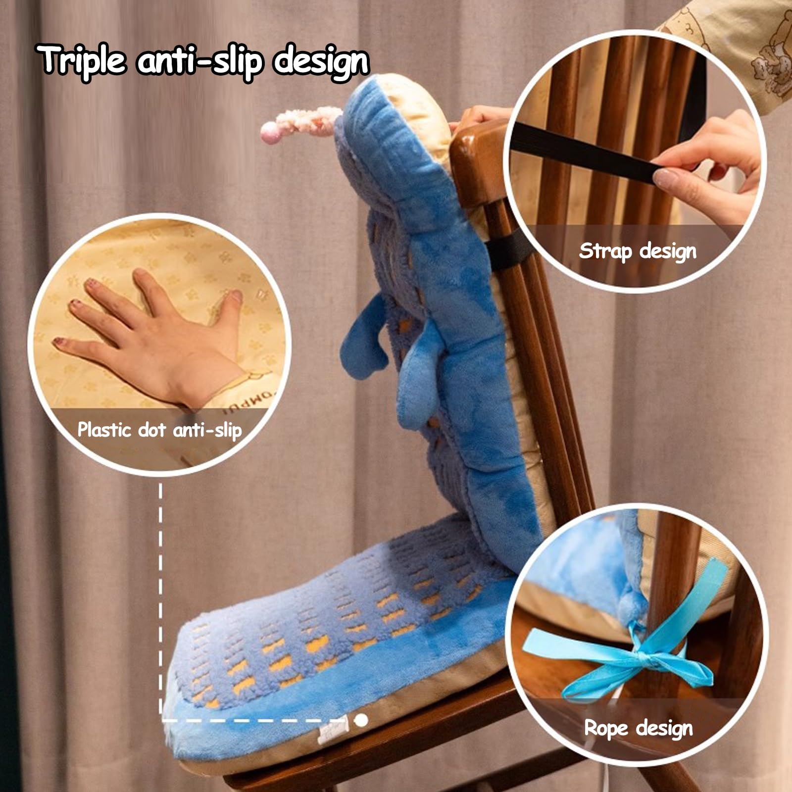Lindo Cojines Sillas Asiento con Calefacción, Cojin Silla Oficina Engrosados, Respaldo para Sentarse de Larga Duración, Cojin Antiescaras para Silla de Oficina, Mecedora, Silla de Computadora(Blue)