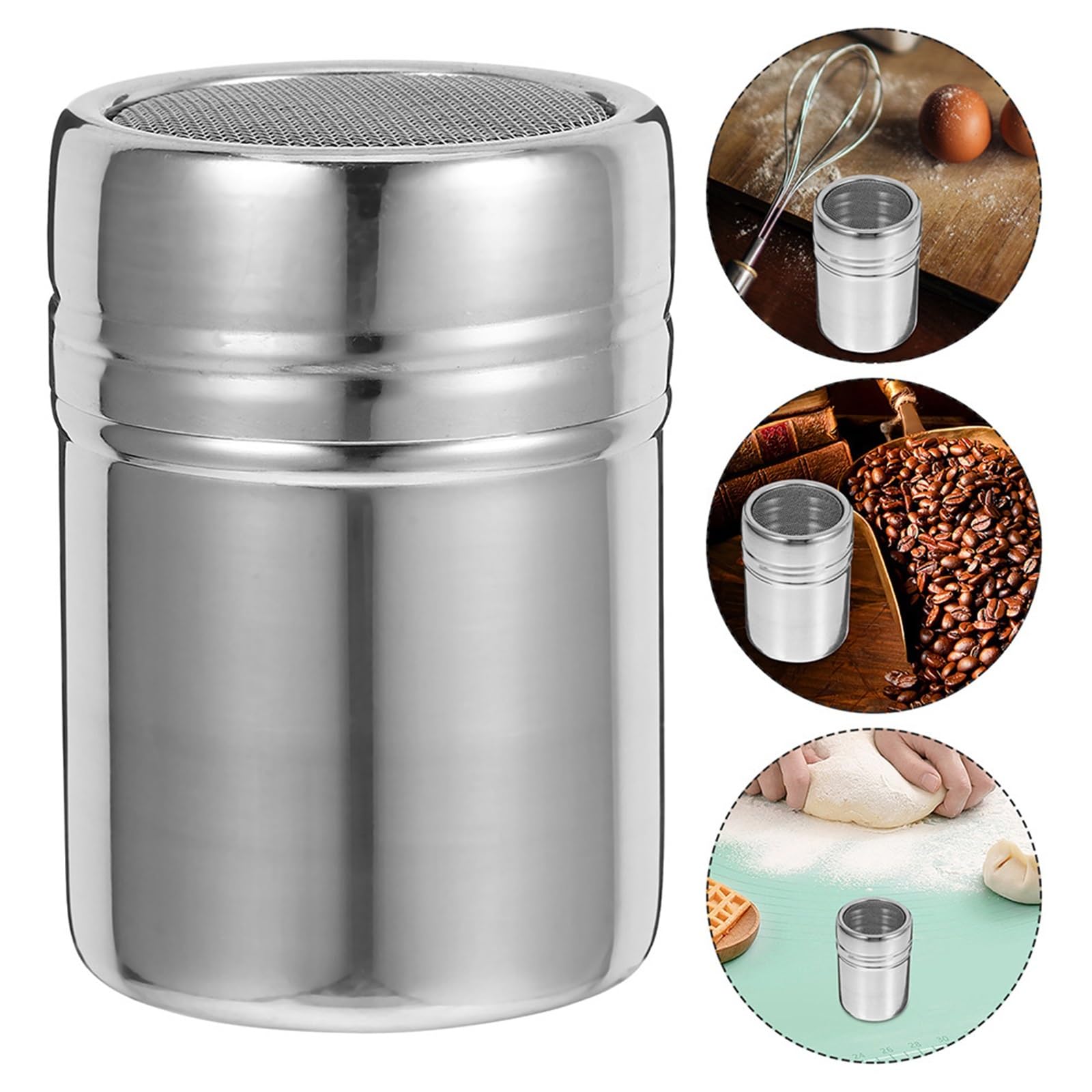 Coctelera de azúcar en polvo acero inoxidable 4 piezas con tapa Para Casa | Harina de cacao, tamiz de café, dispensador de condimentos, herramienta de cocina, frasco de aceite