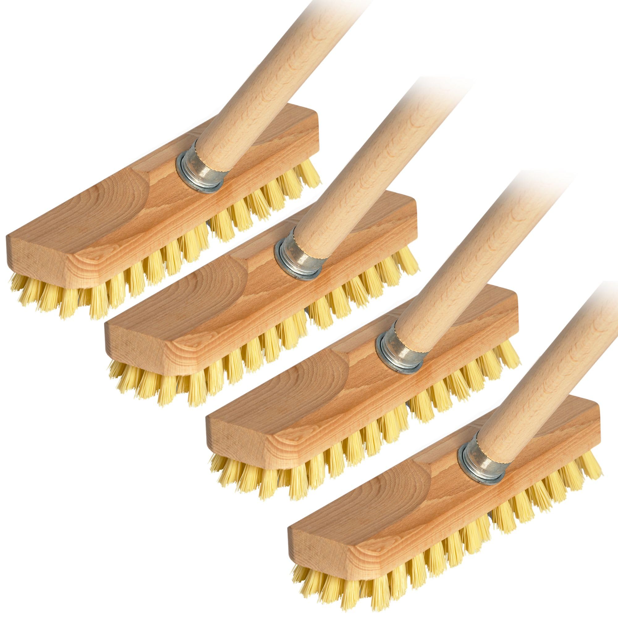 Novaliv 4 spazzole abrasive con asta di legno in legno con setole in PPN Spazzole con filettatura robuste spazzole abrasive Spazzola per pavimenti per balconi terrazze giardini interni ed esterni