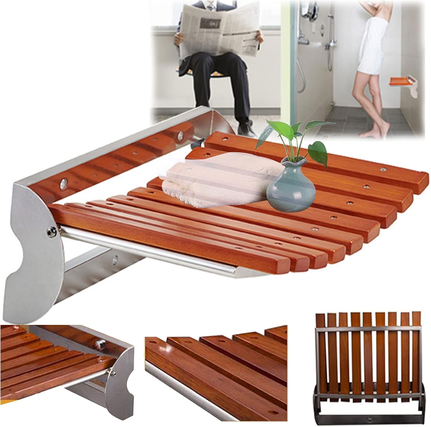 ilbcavne Shower Seat Bench,WallMounted Folding Stool Chair,Solid Wood