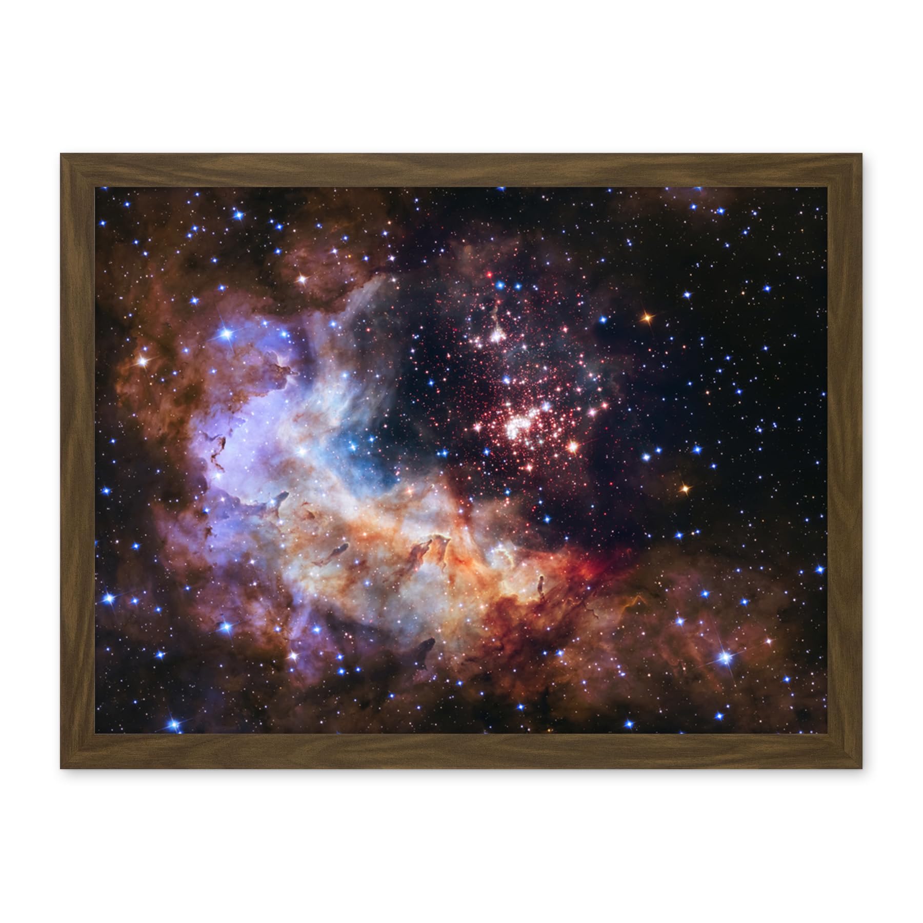 Artery8 Hubble Space Telescope Image Nasa Unveils Celestial Fireworks 25th Anniversary Giant Cluster Westerlund 2 Colourful Nebula Dust Pillars Gas Clouds Artwork Framed Wall Art Print 18X24 Inch