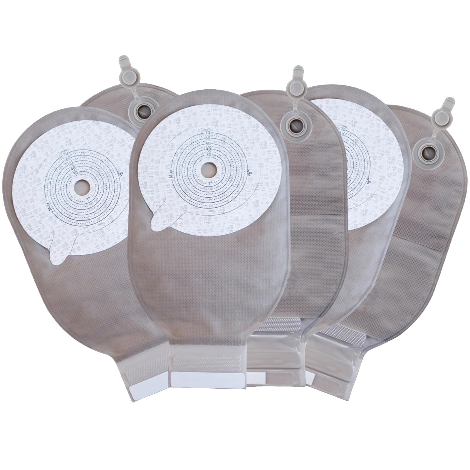 10 Bolsas de Colostomía, Bolsas de Ostomía de Una Pieza, Suministros para Ostomía, de 20 Mm a 70 Mm, Recortables a Medida, Bolsa Drenable con Cierre y Orificio de Escape