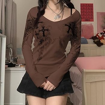 Y2k anime bag fairy grunge archive 平成 女児 Y2k Aesthetic Casual T-shirt Women Gothic Anime Cartoon