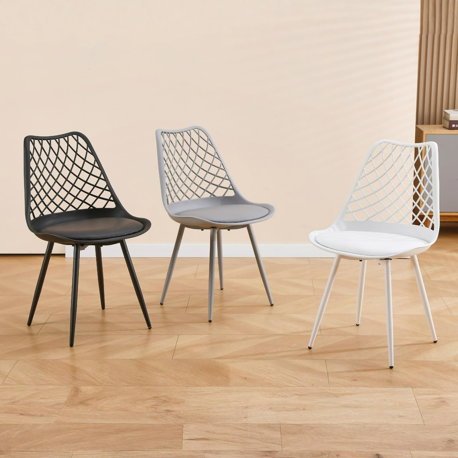 Lot de 4 chaises de Salle à Manger, chaises de Cuisine, chaises rembourrées pour Salle à Manger, Salon, Jardin et Plus Encore, Blanc