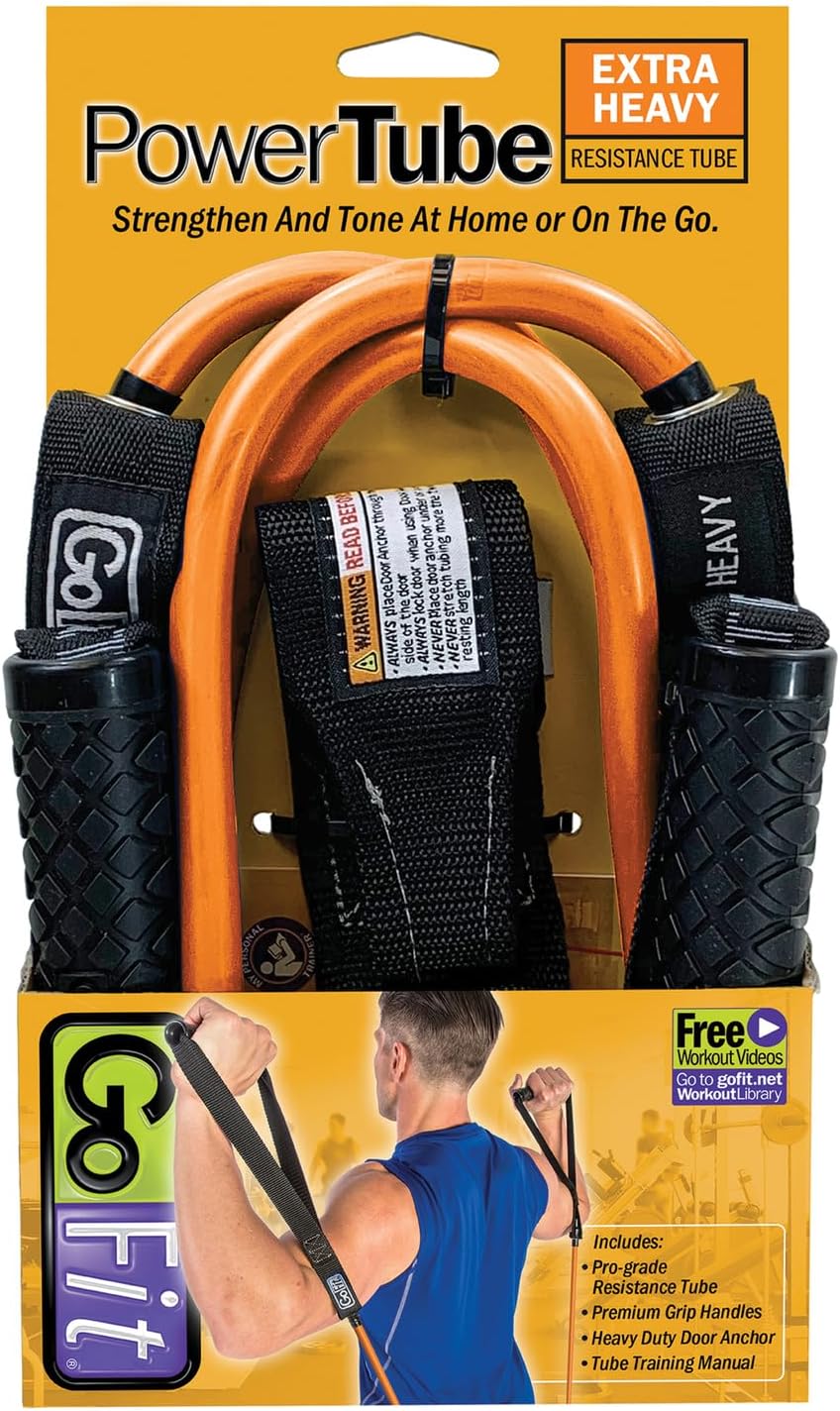 GoFit GF-4TUB-XH(50) Pro-Grade Power Resistance Tube with Handles (Orange/50 Lbs.)