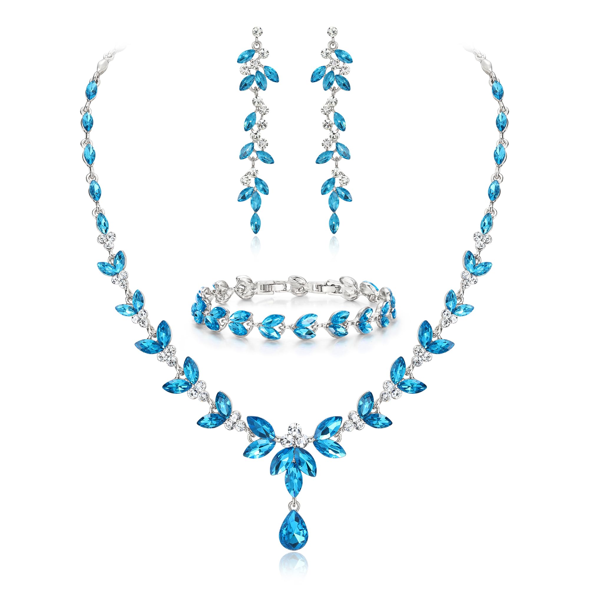 EVER FAITH Leaf Bridal Set