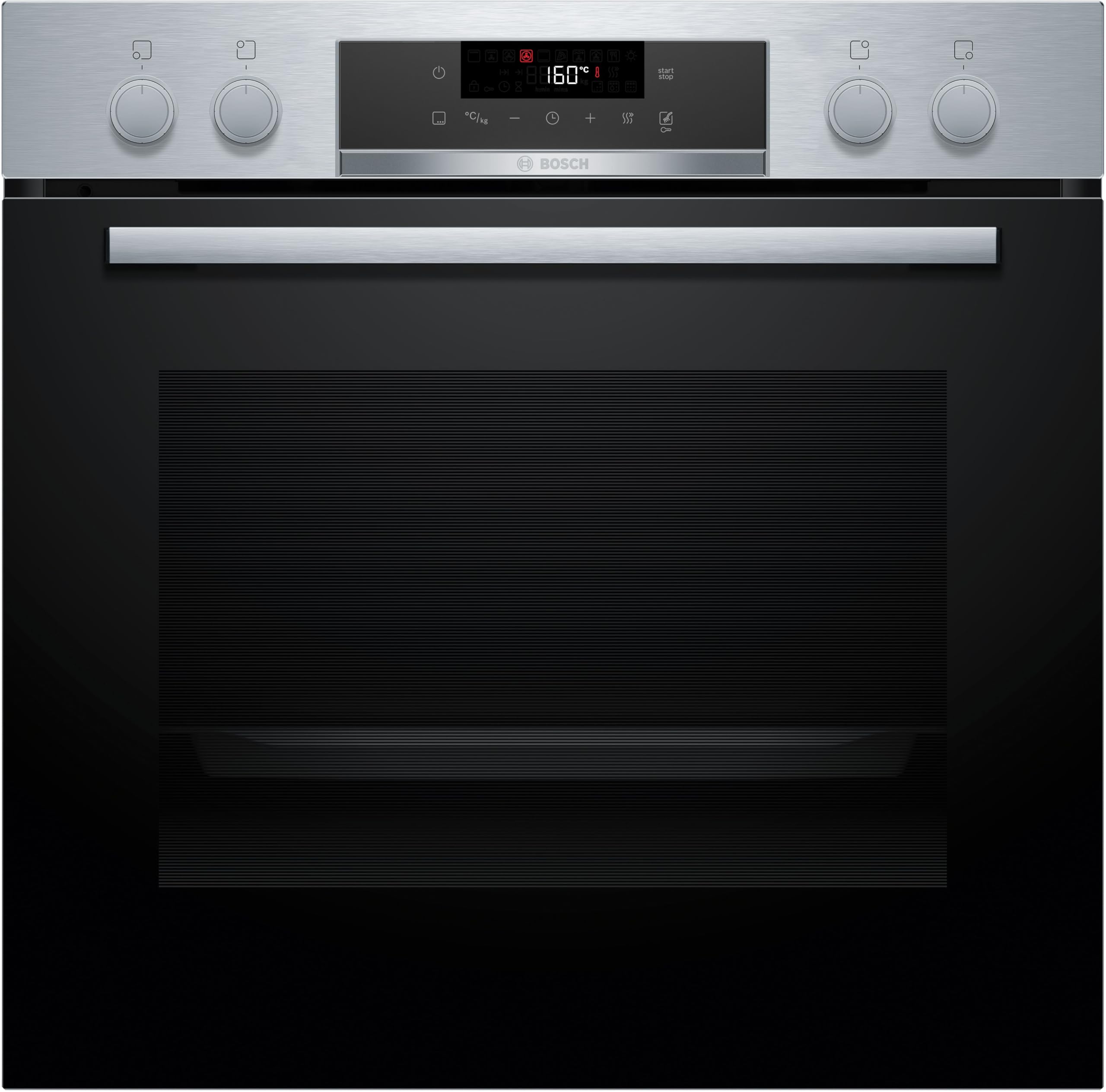 Bosch HND271AS64 Einbau-Herd-Set 60 cm Pyrolyse Touch Control Edelstahl Elektro-Kochfeld NKN645GA2E Serie 4 Herdgesteuert 21 cm Kochzone Mit Rahmen