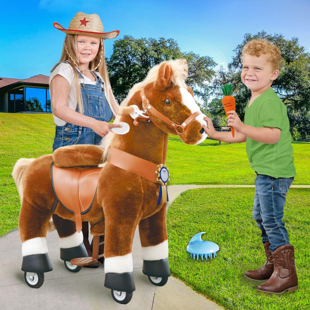 PonyCycle Ride on Horse Toys E337 with Feed & Care Grooming Kit