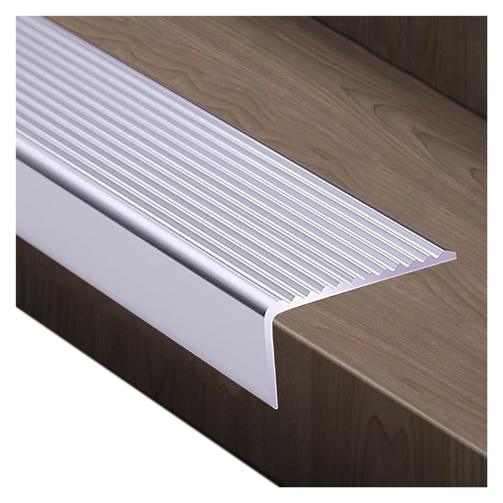 Protector de borde de escalera de aluminio plateado de 90 cm de longitud
