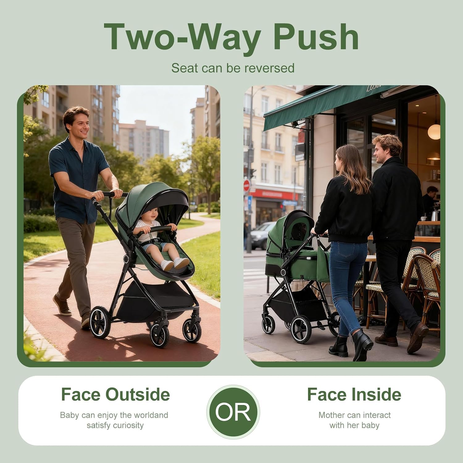Gcarebb Sistema da Viaggio 3 in 1, Passeggino con Telaio in Alluminio e Copertura Antipioggia