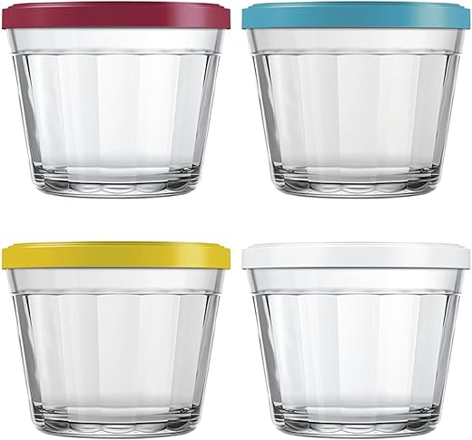 Kit 4 Potes de Vidro Americano Com Tampa 150ml