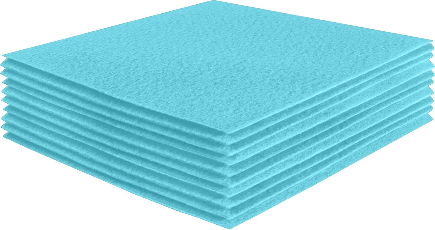 FabricLA Acrylic Felt Sheets for Crafts - Soft Precut 12 X 12 Inches (30.5cm X 30.5cm) Felt Squares - Use Felt Fabric Craft Sheets for DIY, Hobby, Costume, and Decoration - Baby Blue, 14 Pieces