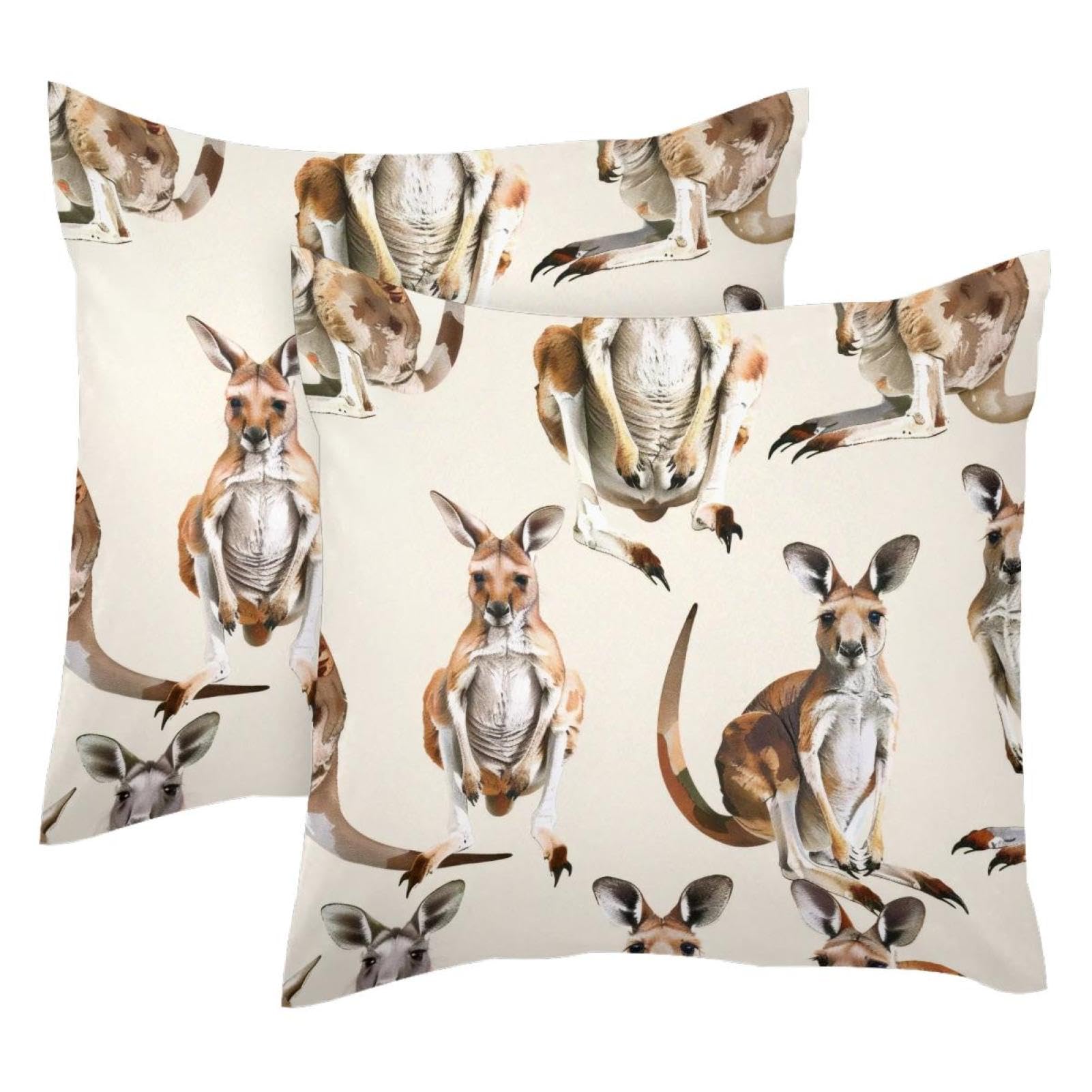 Housses de coussin velours 50x50 cm lot de 2 motif kangourou