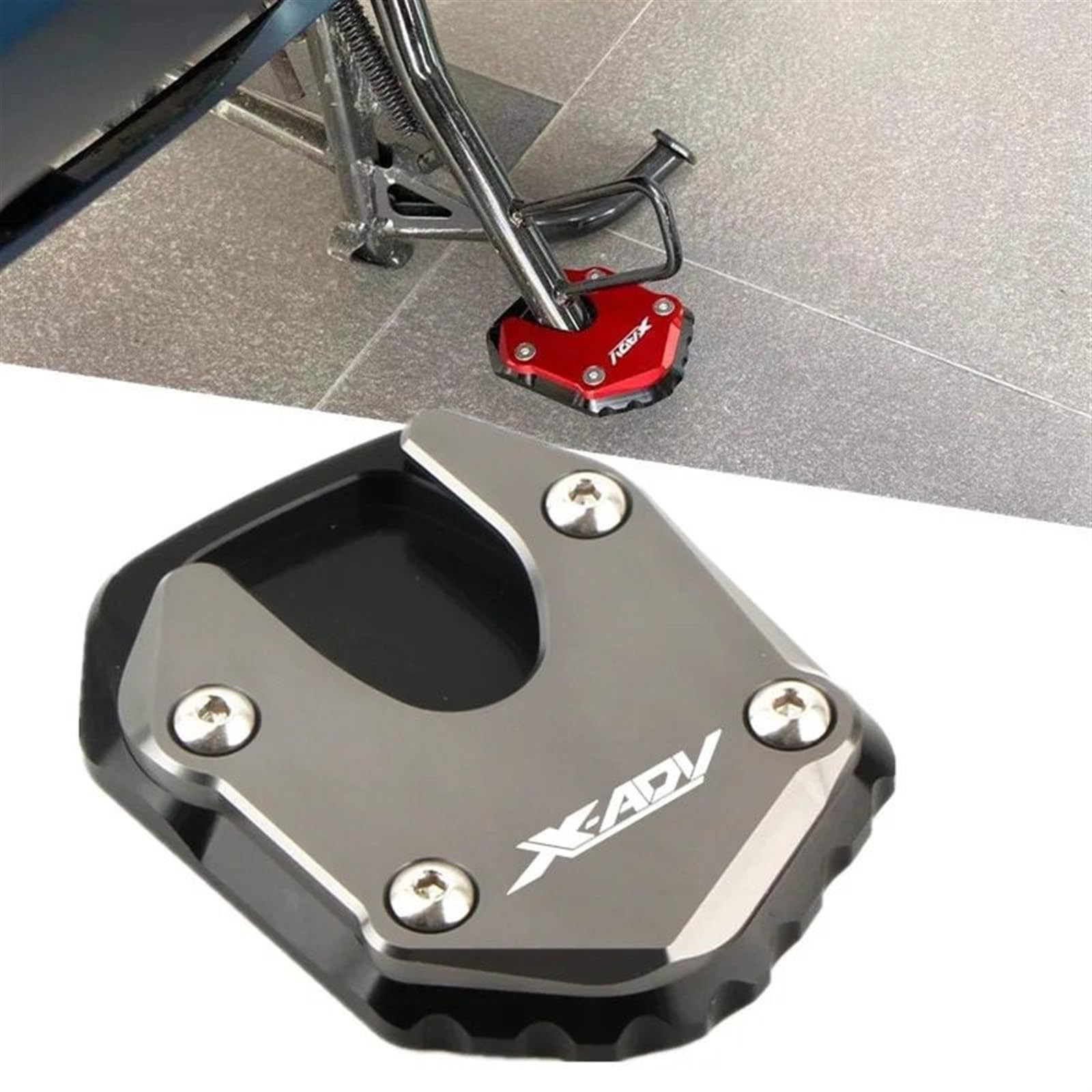 Para H&ONDA X-ADV750 XADV750 X-ADV 750 2021-2024, soporte de extensión de pata de cabra CNC para motocicleta, soporte lateral, placa de ampliación, ajuste de almohadilla(Black)