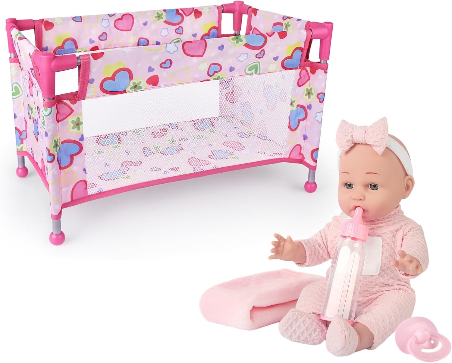 12 Inch Baby Doll with Doll Crib Set in Gift Box