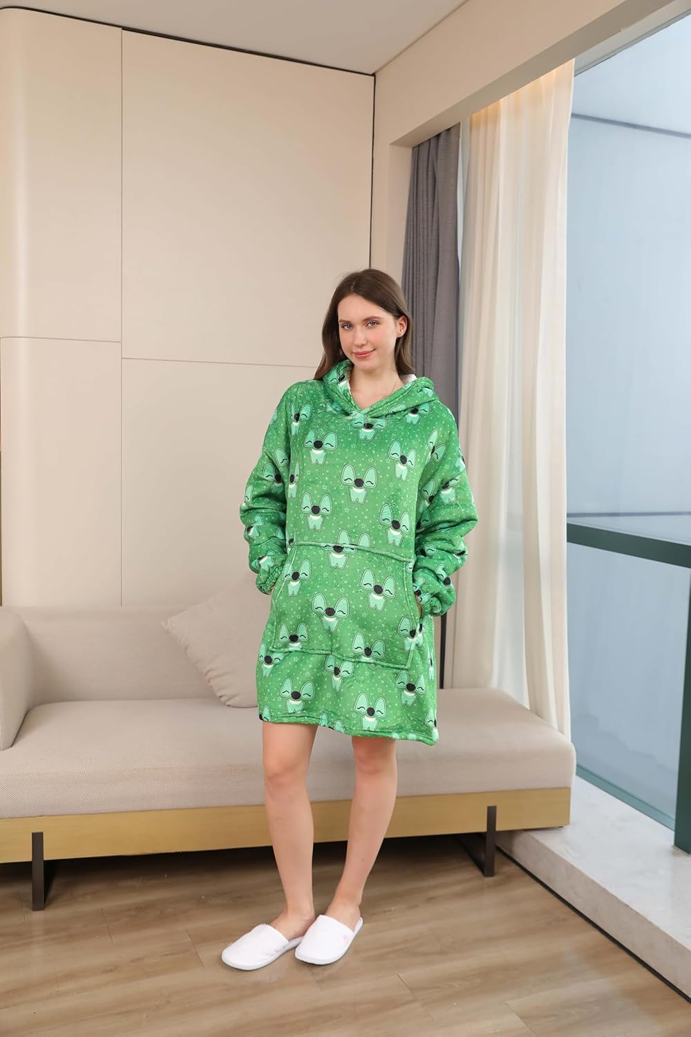 Wearable Blanket Hoodie for Adults, Oversized Sherpa Fleece with Sleeves & Pockets, Soft Hooded Blanket for Men & Women - Image 3