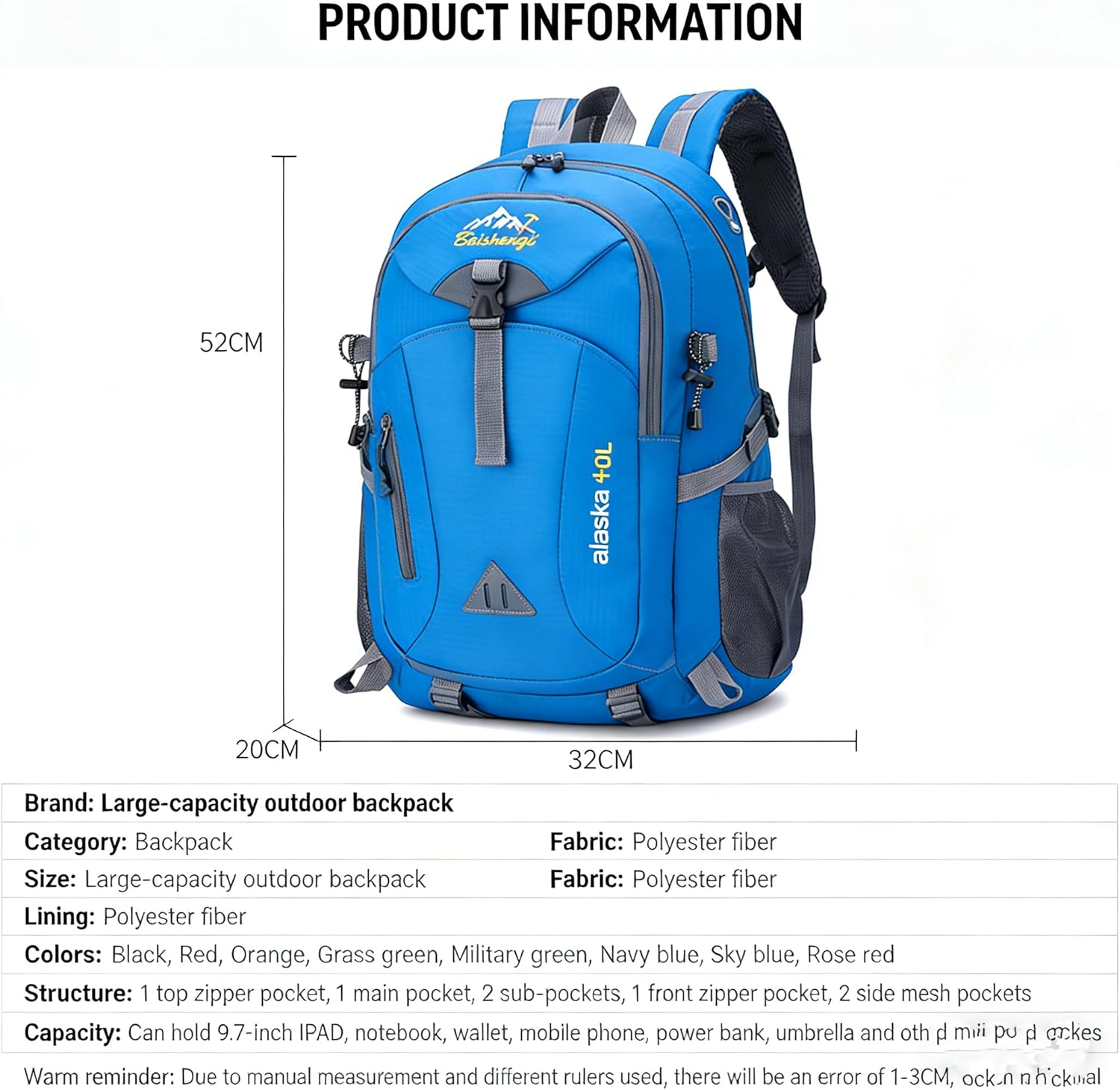 Travel Backpack 40L.Flight Friendly Approved Carry-on