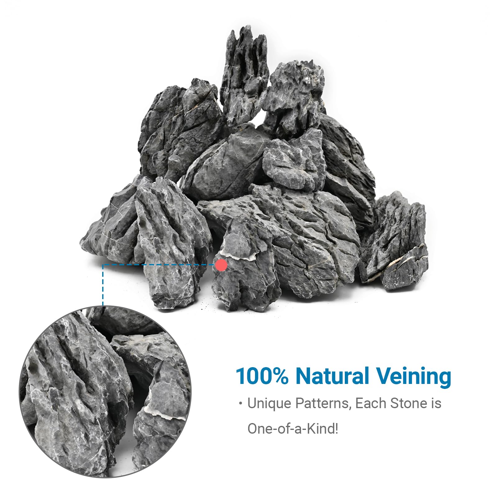 Seiryu Rock Pierre de dragon naturelle 9 kg – Pierres décoratives pour aquarium, terrarium et vivarium, 7 à 18 cm