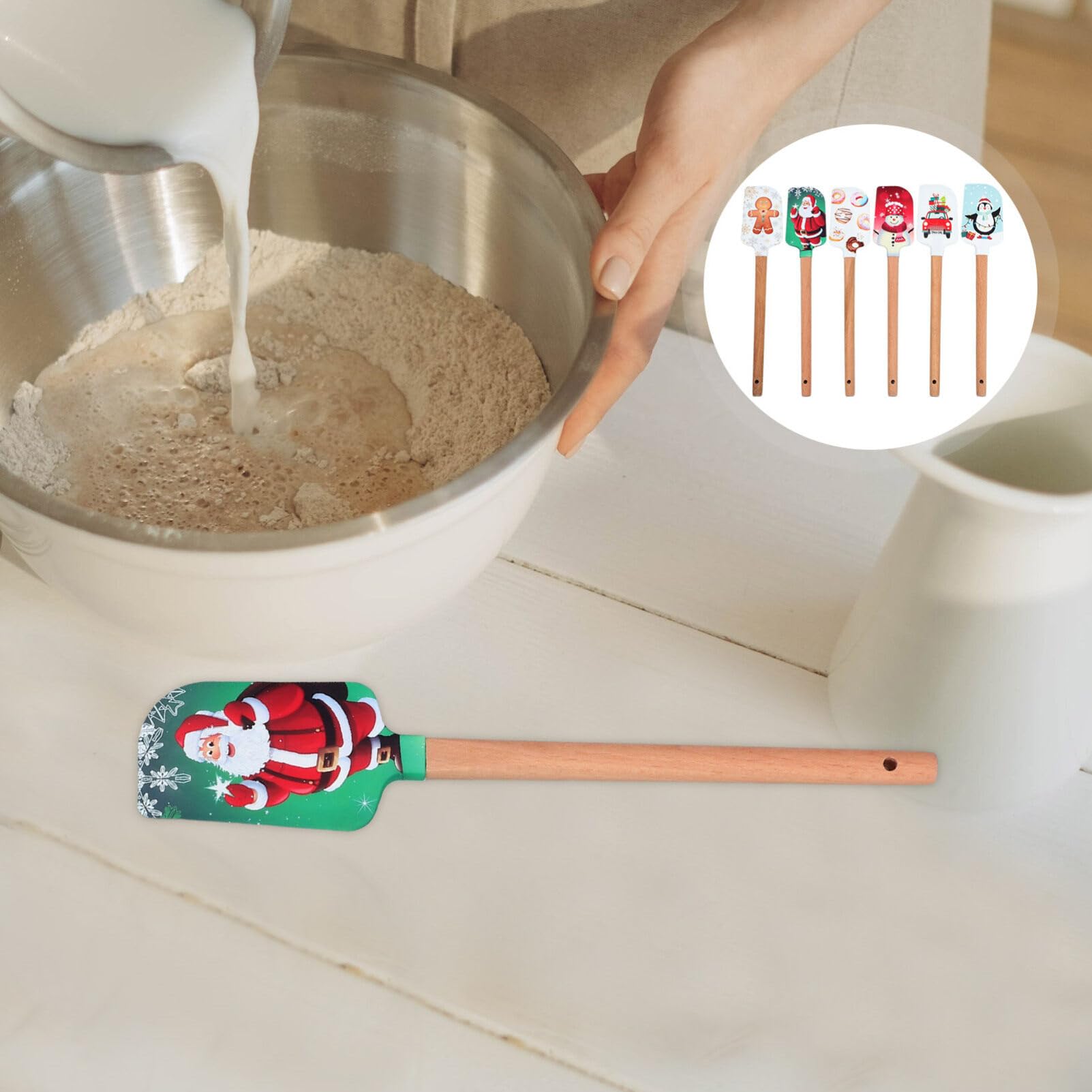MAGICLULU 5stücke Weihnachts-silikonspatel Mit Cremeschaber Für Backzubehör Praktischer Diy-backspatel Als Butterspatel Für Küche Und Partydekoration