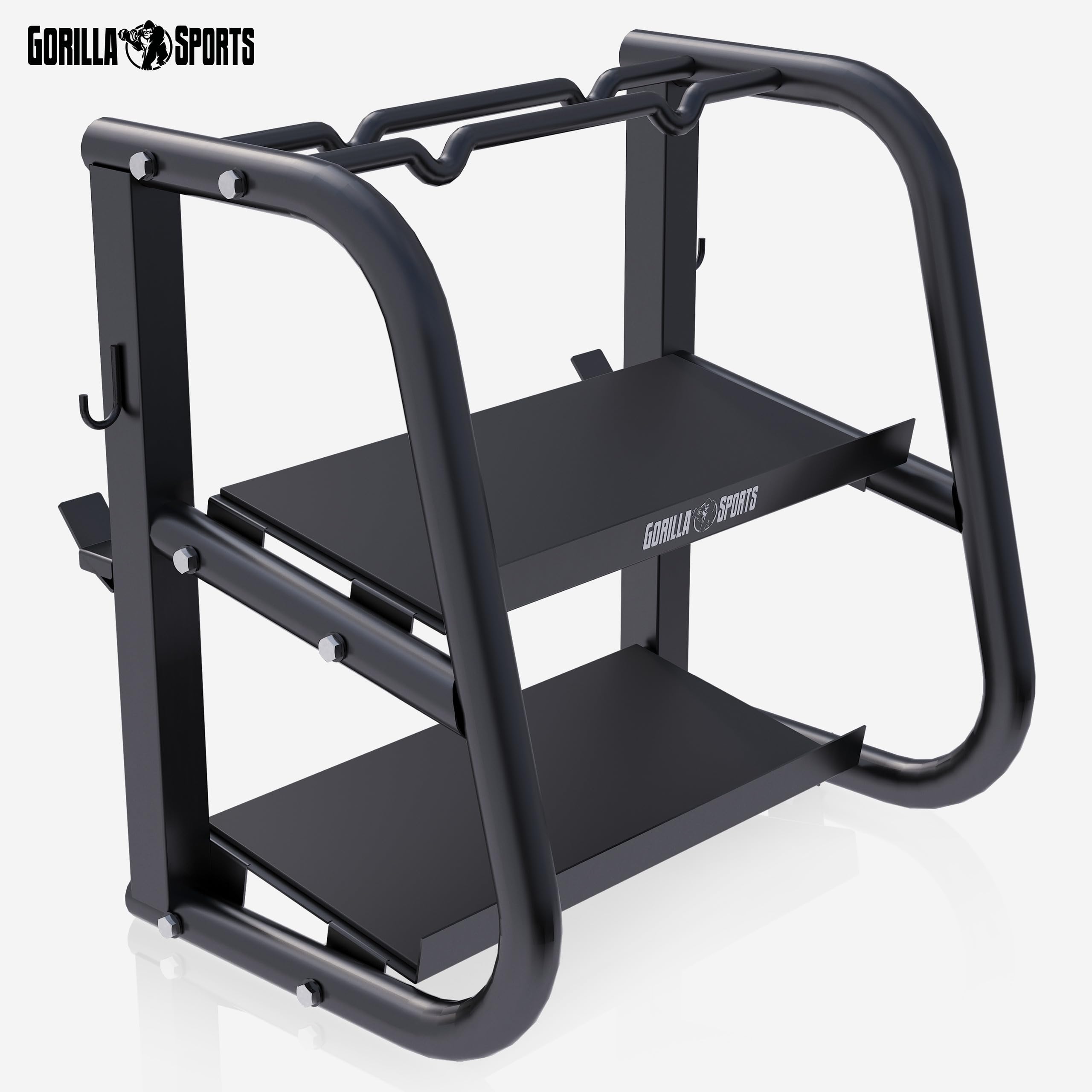 GORILLA SPORTS® Hantelständer - Multifunktional, 52x68,5x62 cm, Stahl, bis 300 kg Belastbar, Schwarz - Hantelablage, Kurzhantel, Langhantel Ablage, Kettlebell Ständer, Gewichtsständer