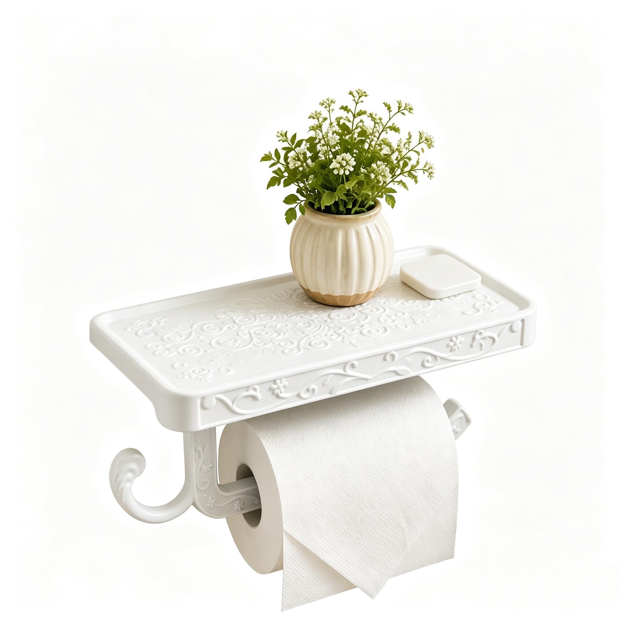Double Toilet Paper Holder with Shelf, Wall Mounted Toilet Paper Holder — Amazon image 17