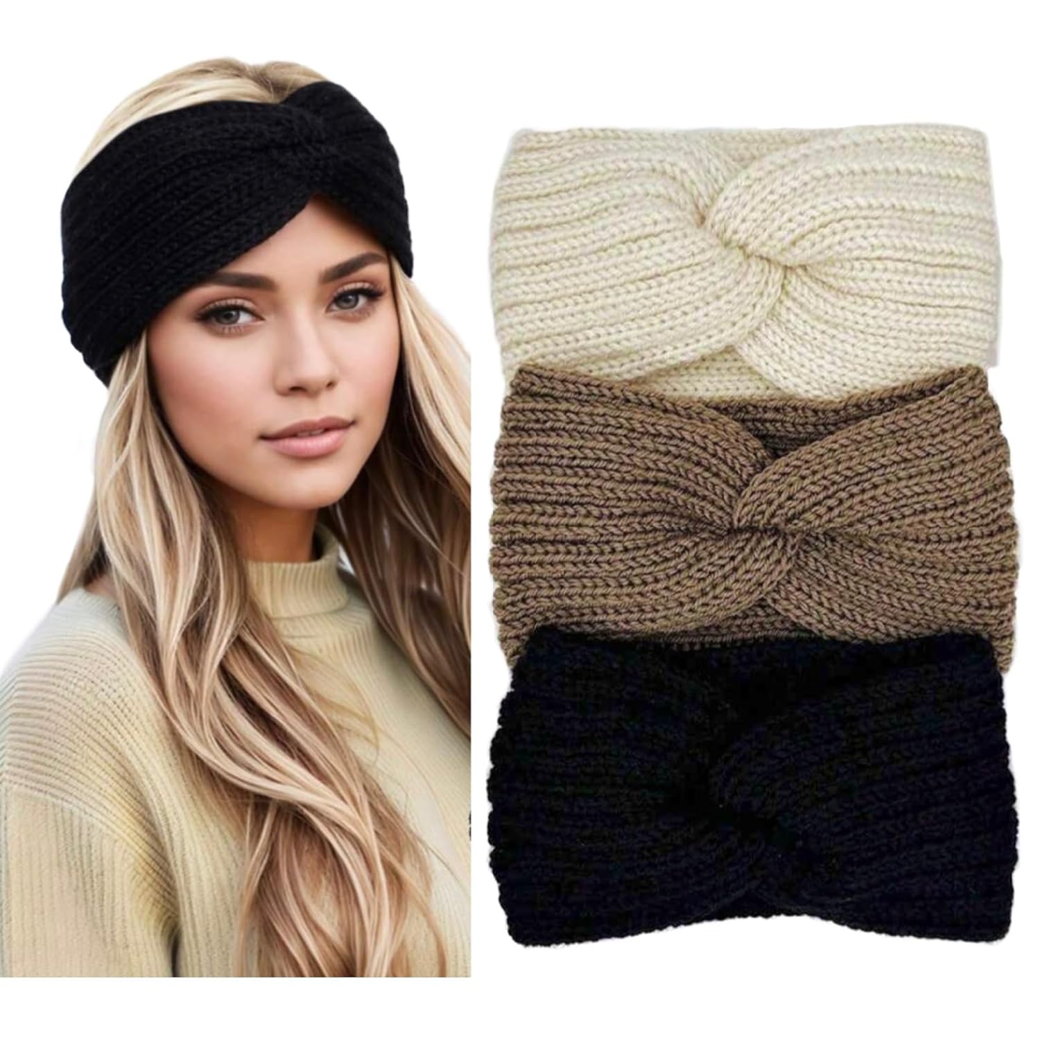 Huachi Winter Headbands for Women Ear Warmers, Warm Headbands for Women Winter Accessories, Cold Weather Headband Chunky Knit Head Bands Ear Warmers Huachi Winter Headbands for Women Ear Warmers, Warm Headbands for Women Winter Accessories, Cold Weather Headband Chunky Knit Head Bands Ear Warmers