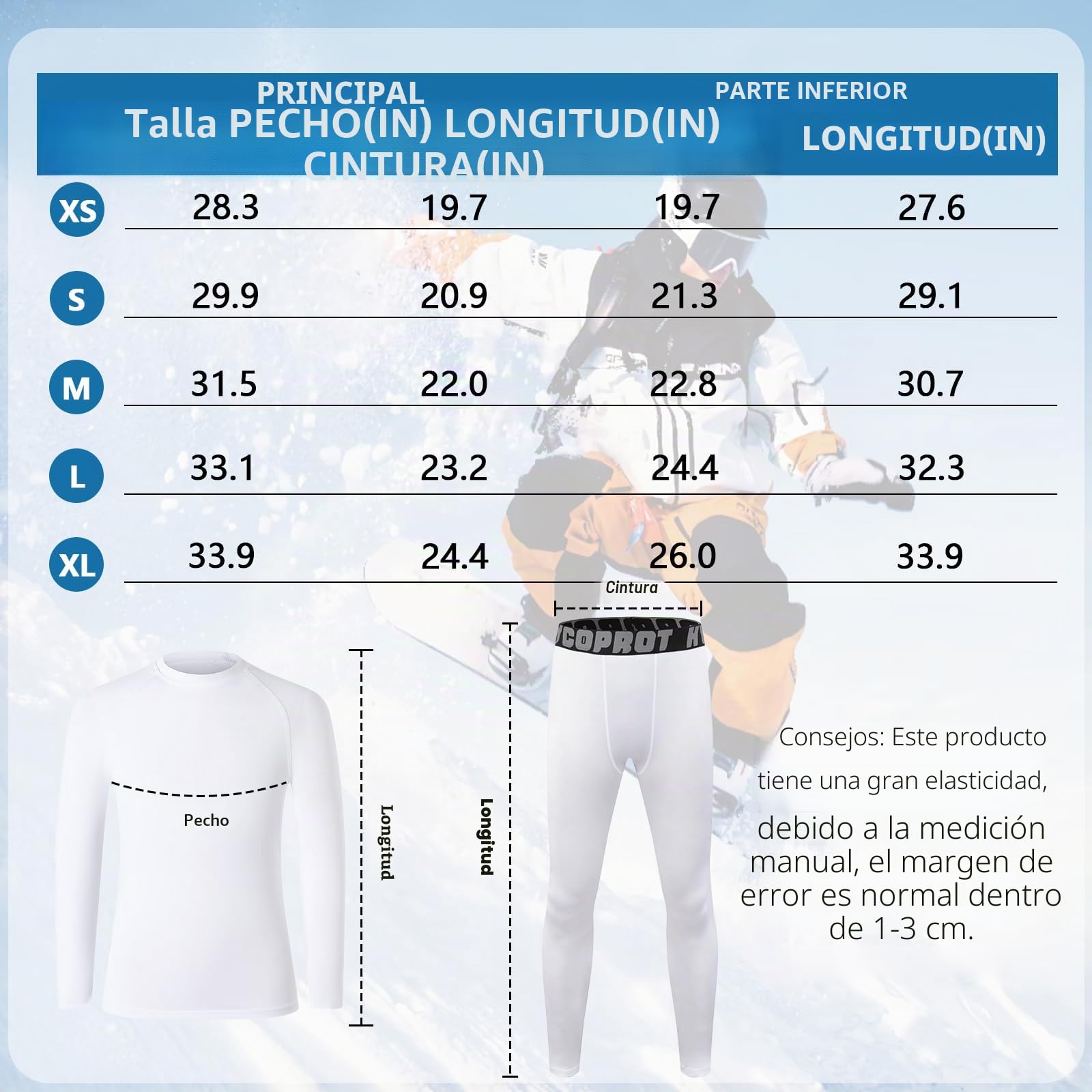 HYCOPROT Ropa Interior Térmica para Niños Conjunto Deportivo Camiseta de Compresión Esquí Invierno Cálida