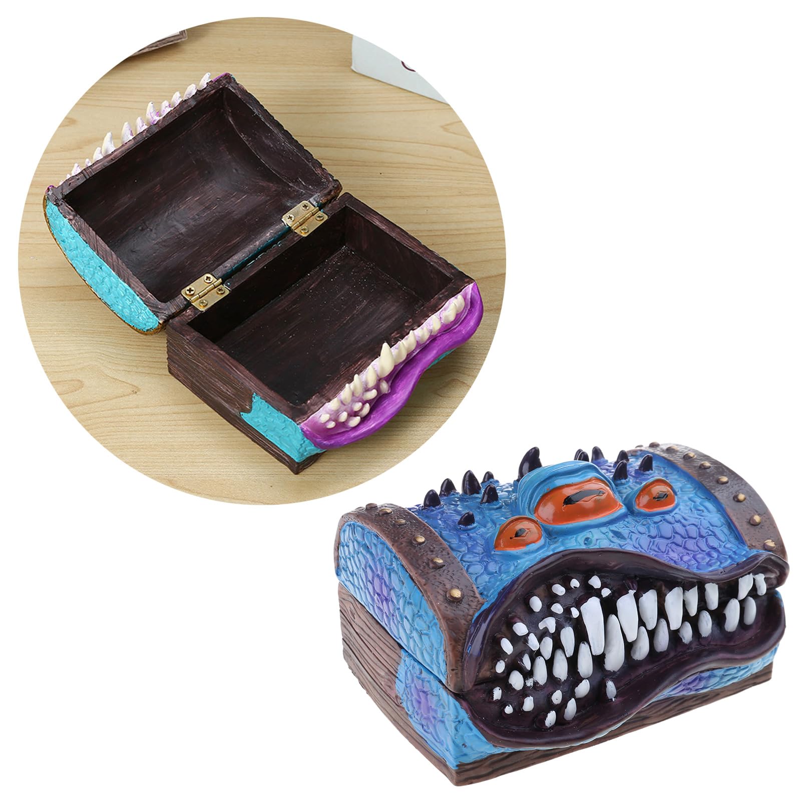 Soporte para dados de pecho mímico, caja de almacenamiento de dados de resina con ojos, estuche impermeable para RPG, caja divertida, organizador, juguete para regalo